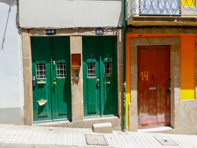 One red and two green doors, Porto, Portugal, June 2022