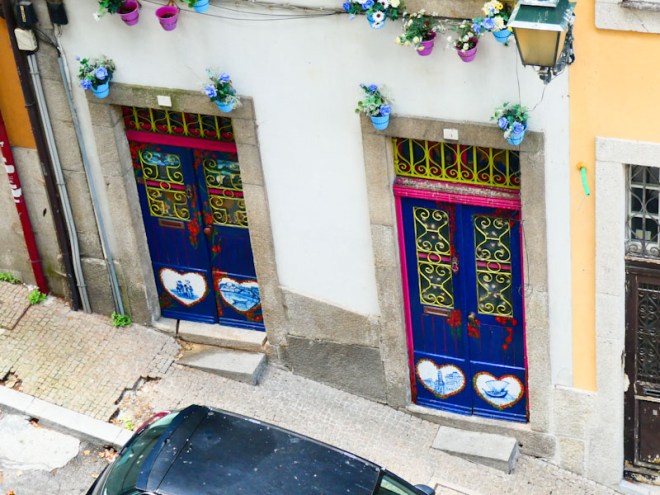 Two beautifully colourful doors, Porto, Portugal, June 2022