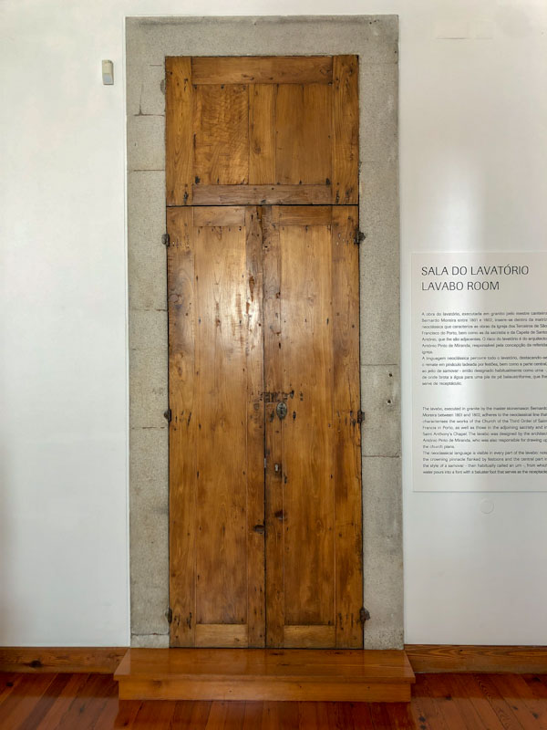 Door in the museum of the Monument Church of St Francis, Porto, May 2022