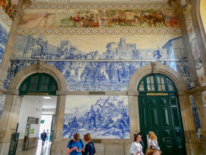 Doors in the vestibule, São Bento station, Porto, Portugal, June 2022