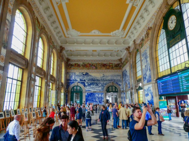 Doors in the vestibule, São Bento station, Porto, Portugal, June 2022