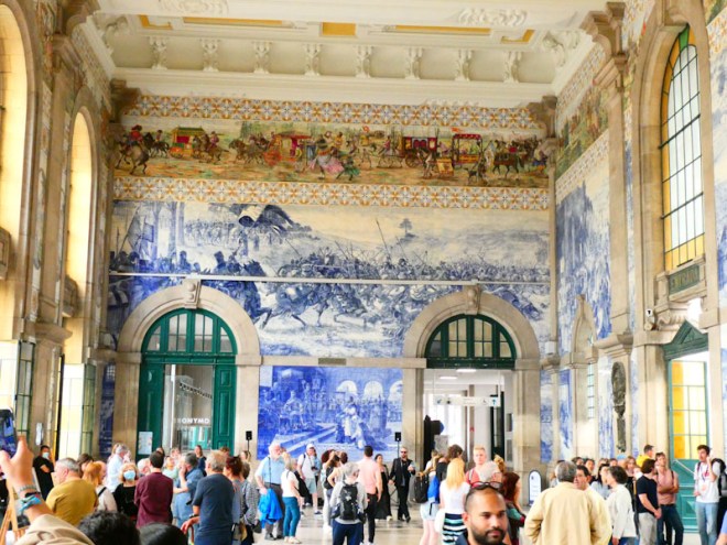 Doors in the vestibule, São Bento station, Porto, Portugal, June 2022
