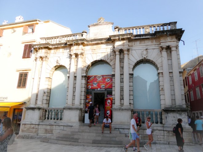 A modern door on an older building, Zadar, Croatia, August 2022