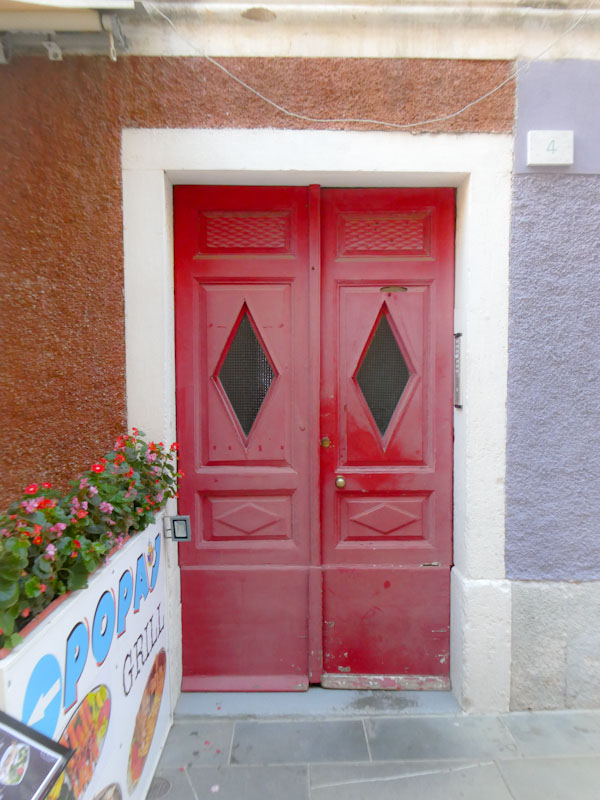 Red diamond door, Pula, Croatia, August 2023