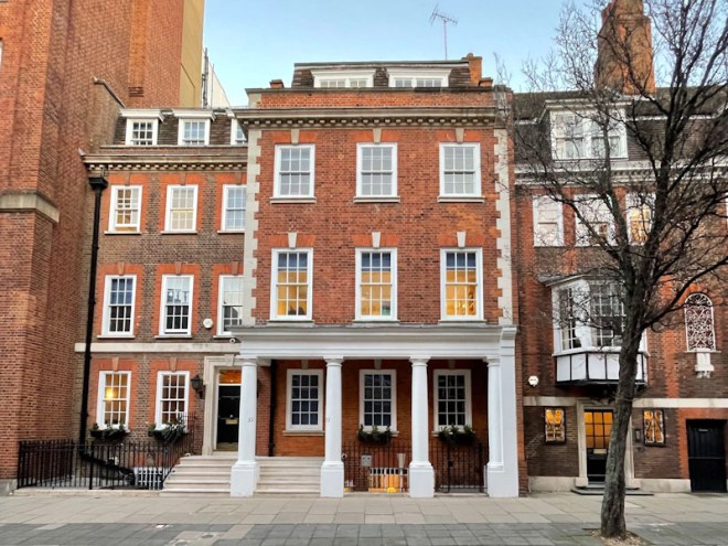 Front door, 55 Tufton Street, Westminster, February 2023