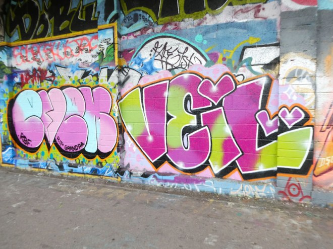 Evey and Desi, M32 Cycle path, Bristol, February 2023