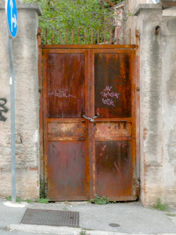 Rusty iron doors, Pula, Croatia, August 2022