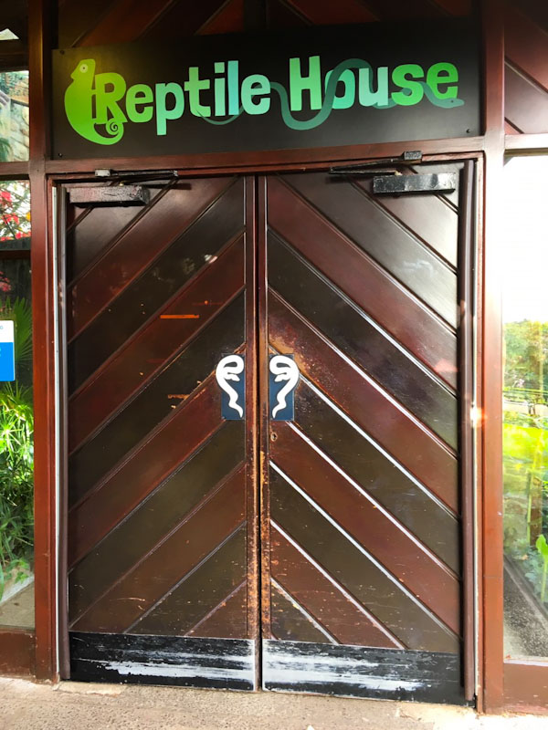 Reptile house doors, Bristol Zoo, Bristol, October 2018