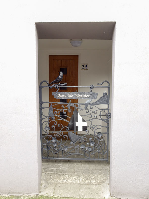 Front door and stunning gate, Fowey, Cornwall, September 2019