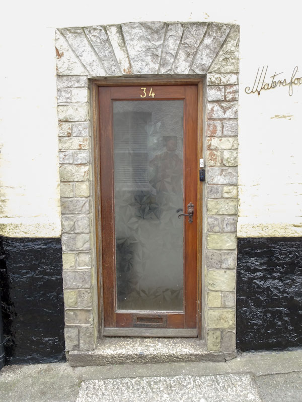 Frosted door doorfie, Fowey, Cornwall, September 2019
