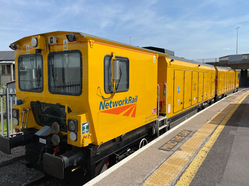 Plenty of doors on this Network Rail rail grinder, Weston-super-Mare, May 2023