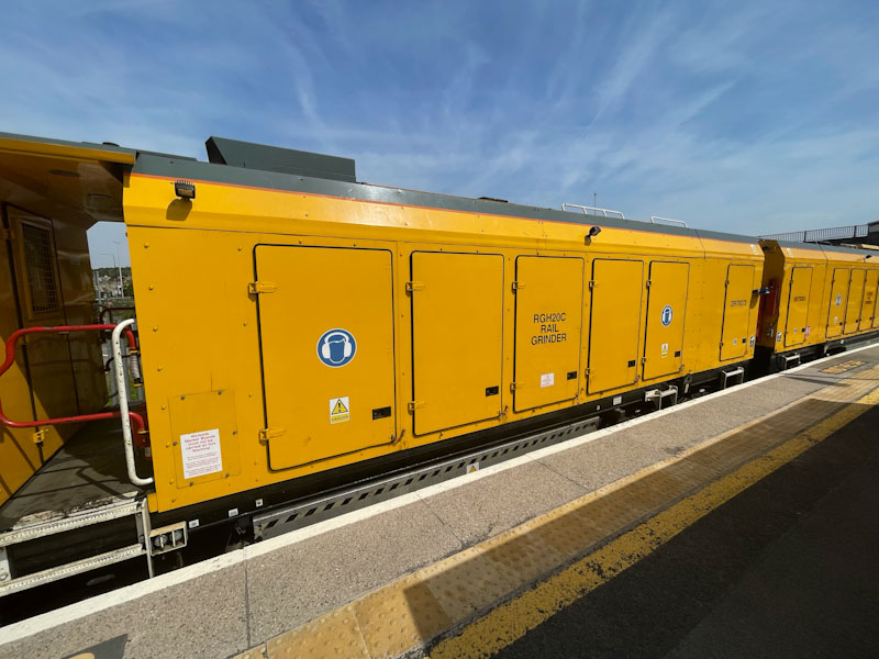 Plenty of doors on this Network Rail rail grinder, Weston-super-Mare, May 2023
