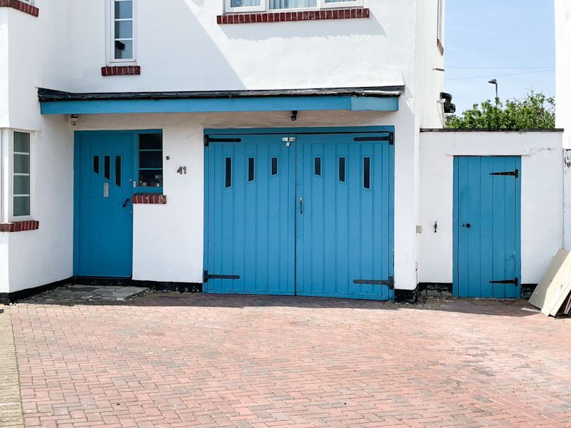 Blue doors of a certain period, Weston-super-Mare, May 2023