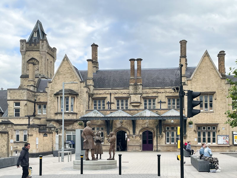 Double doors on Lincoln Station, Lincoln, July 2023