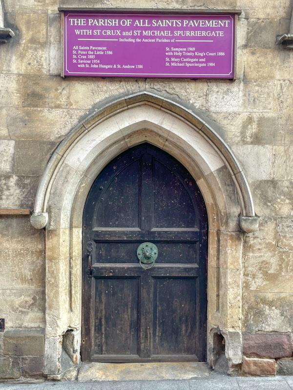 Parish church door , York, June 2023