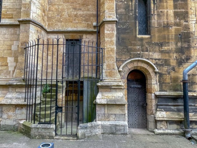 Three small doors, Lincoln Cathedral, Lincoln City, July 2023