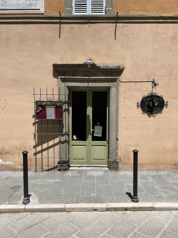 Restaurant door, Todi, Umbria, Italy, July 2023