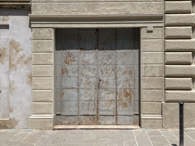 Austere iron doors, Todi, Umbria, Italy, July 2023