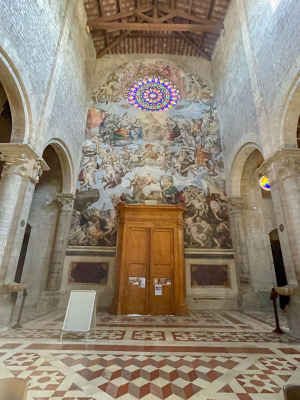 Internal door of the Duomo di Todi, Todi, Umbria, Italy, July 2023