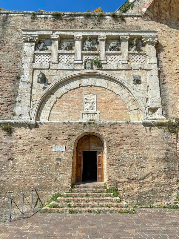 Marzia gate and door, Perugia, Umbria, Italy, July 2023