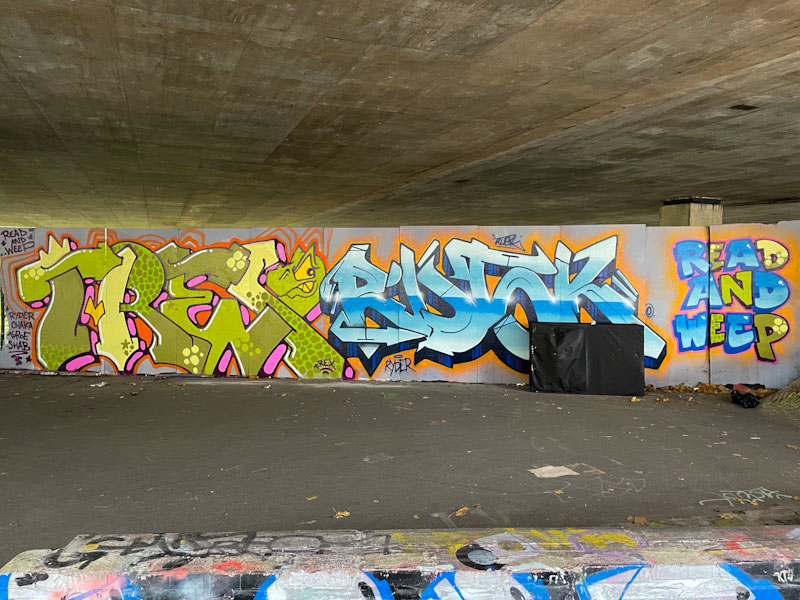 T-Rex and Rusk, M32 Spot, Bristol, November 2023