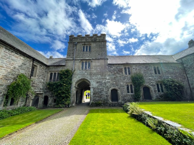 Archway and doors. Cotehele, Cornwall, August 2023