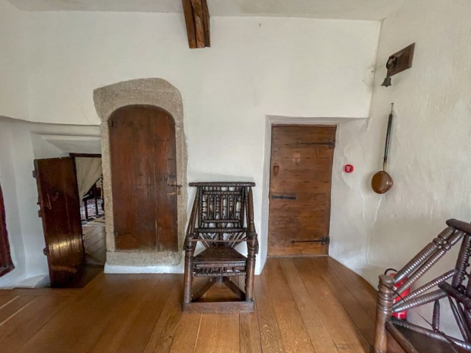 Three wooden doors, Cotehele, Cornwall, August 2023