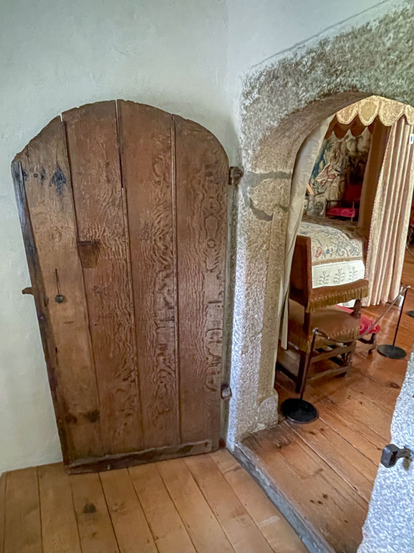 Panelled door into a bedroom, Cotehele, Cornwall, August 2023