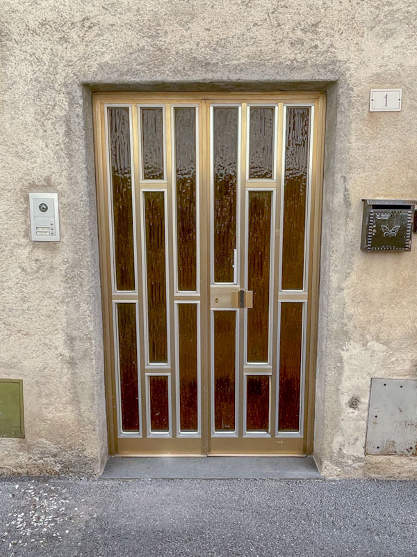 Stylish modern door, Montefalco, Umbria, Italy, July 2024