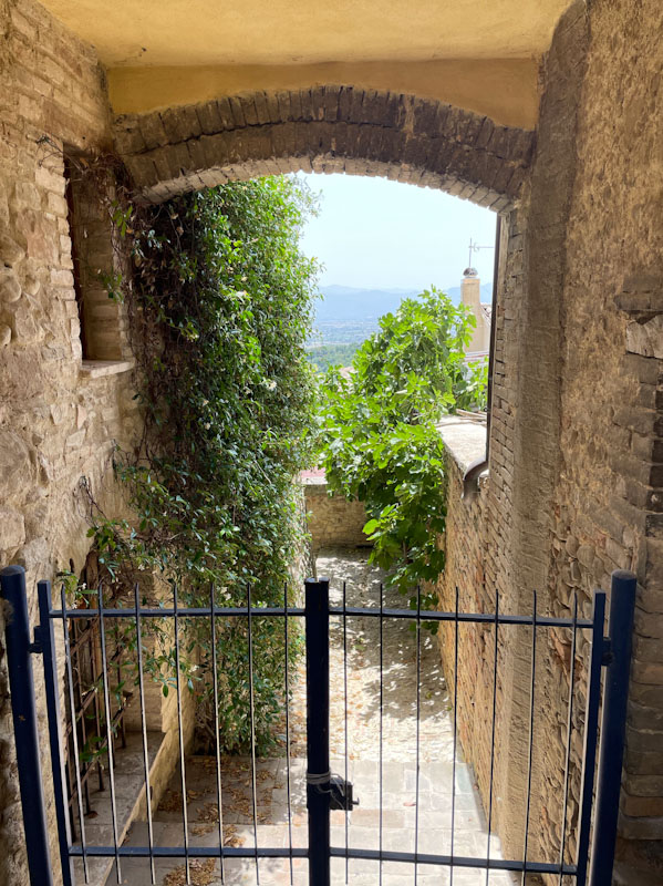 A gateway view over the valley, Montefalco, Umbria, Italy, July 2023