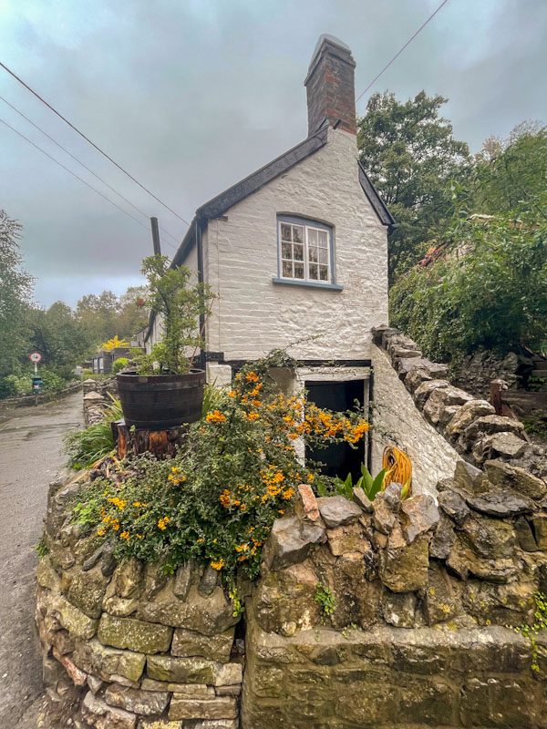 Corner cottage door, Cheddar Gorge, Somerset, October 2023