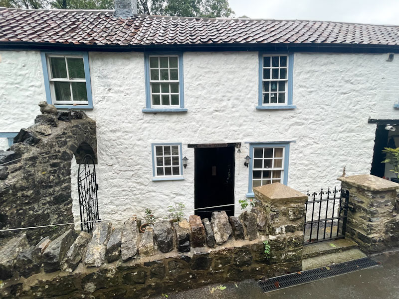Cottage black door, Cheddar Gorge, Somerset, October 2023
