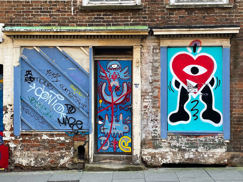 Graffiti door, Nottingham, November 2023