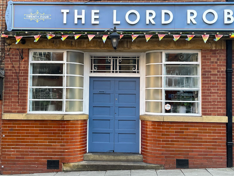 1930s The Lord Roberts pub doors, Nottingham, November 2023