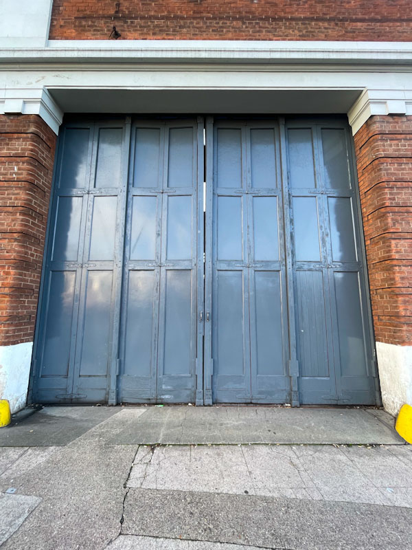 Huge depot hinged doors, Nottingham, November 2023