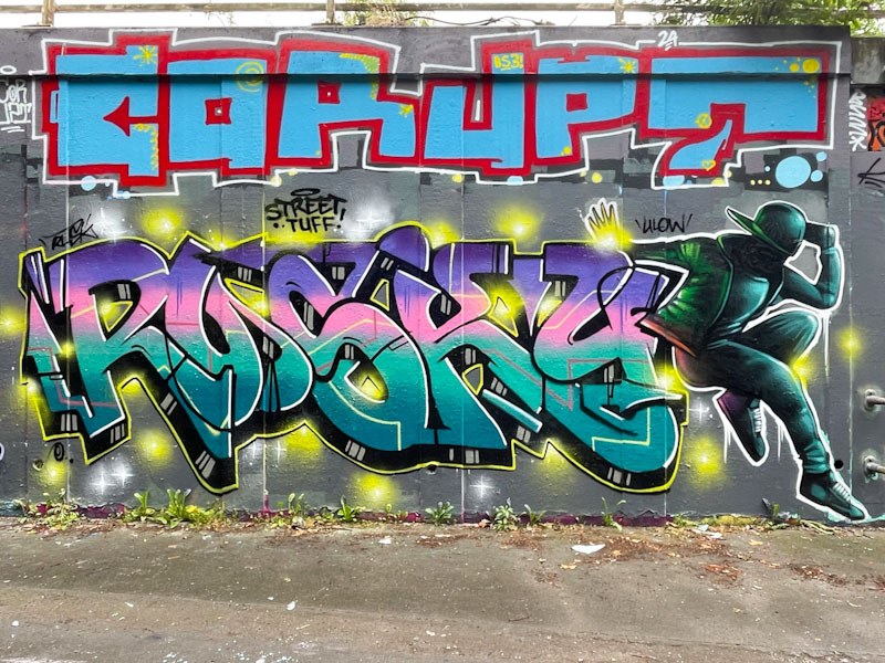 Rusk, Ulow and Corupt, M32 roundabout, Bristol, July 2024