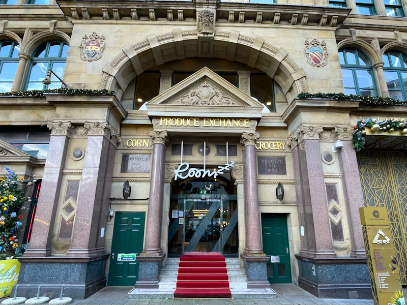 Three doors and grand doorway - Corn/Produce Exchange/Grocery, Manchester, November 2023