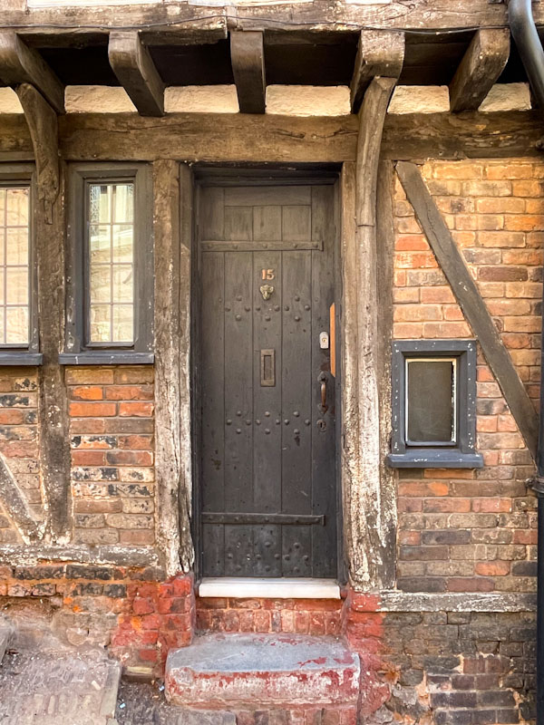 Front door and low window, Stepcote Hill, Exeter, October 2023