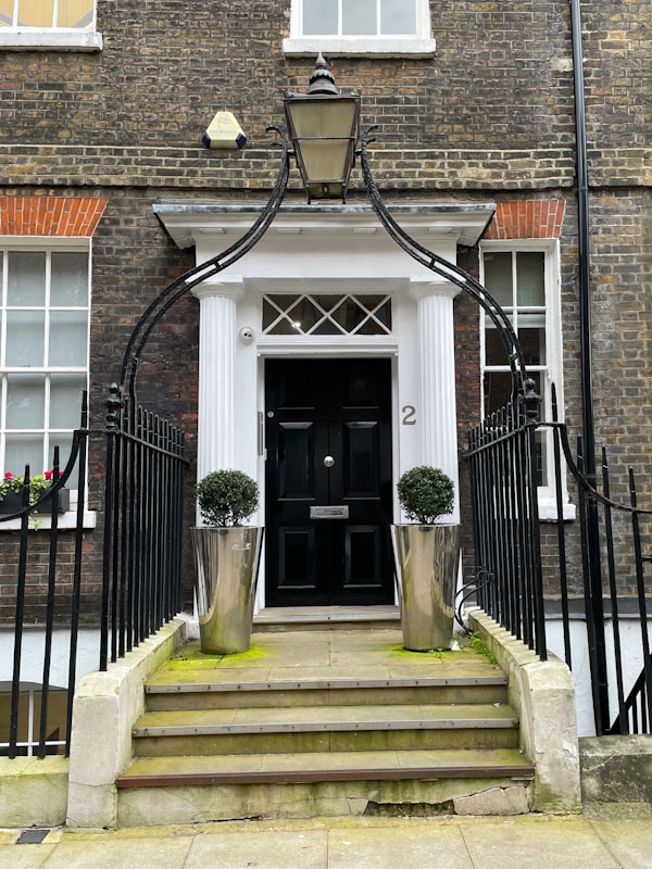 Steps - door - portico, Central London, March 2024