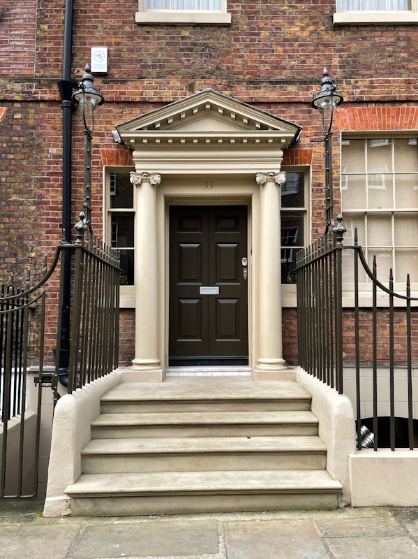 Steps - door - portico, Central London, March 2024