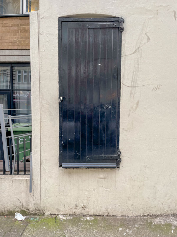 Hazardous 'floating' door, London, March 2024