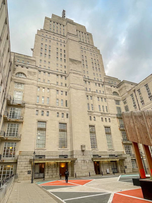 Art Deco doors of the Senate House, University of London, London, March 2024