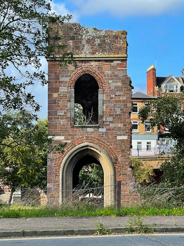 Ruin with a fine archway, Exeter, Devon, October 2023
