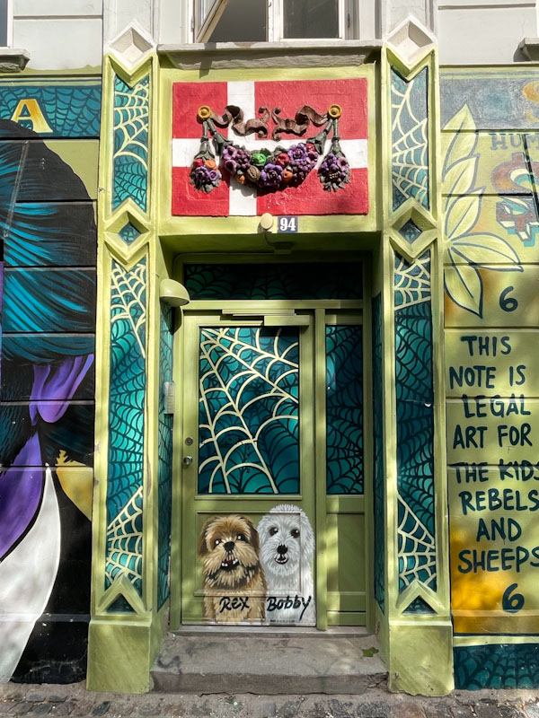 Rex and Bobby door, Estlandsgade, Copenhagen, Denmark, September 2024