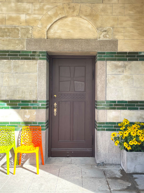Side door of Kristkirken (Christchurch?), Enghave Plads, Copenhagen, Denmark, September 2024