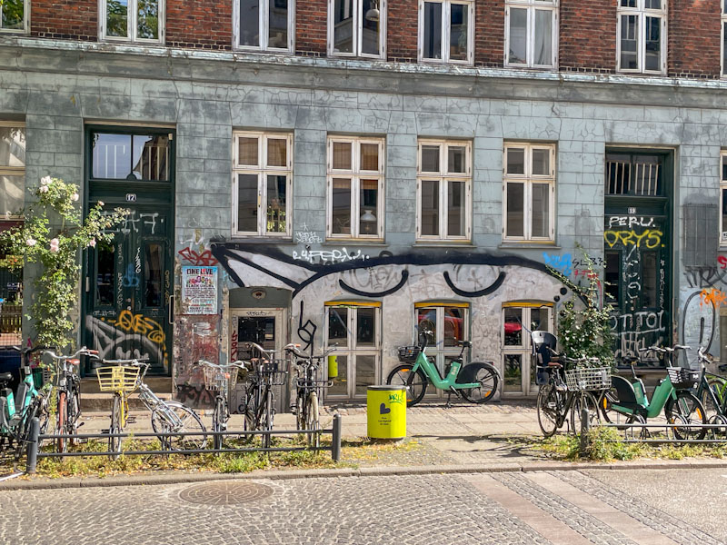Three doors and a big bird, Sundevedsgade, Copenhagen, Denmark, September 2024