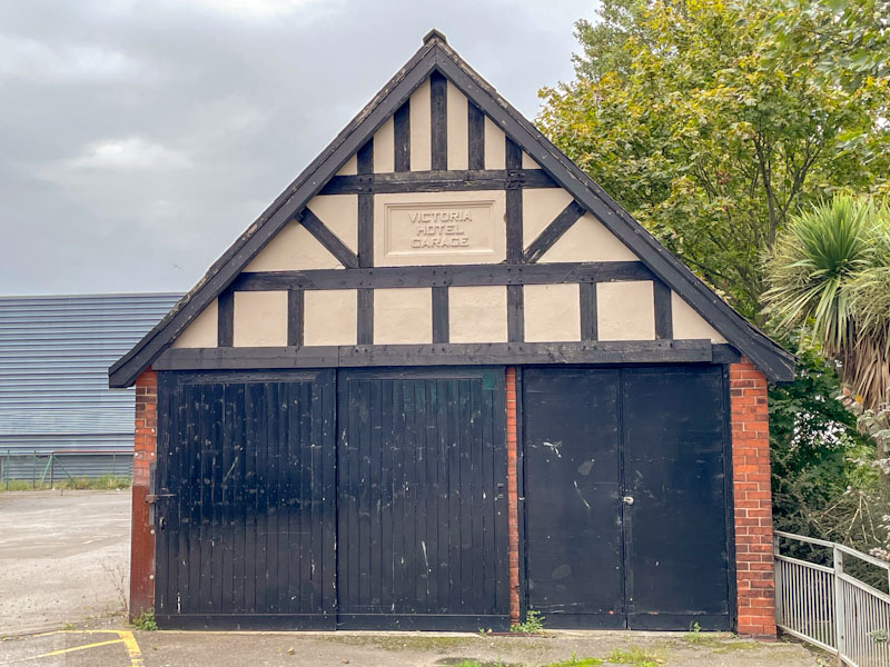 Victoria Hotel Garage doors, Cleethorpes, England, September 2023