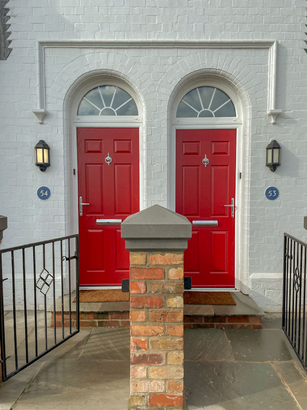 A nice pair of red doors, Cleethorpes, England, September 2023