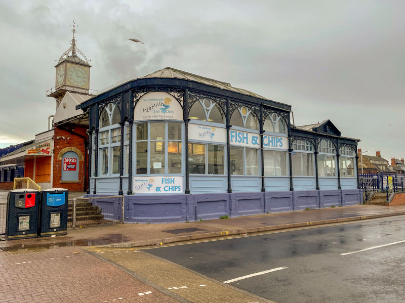 The Mermaid fish and chips restaurant, Cleethorpes, England, September 2023