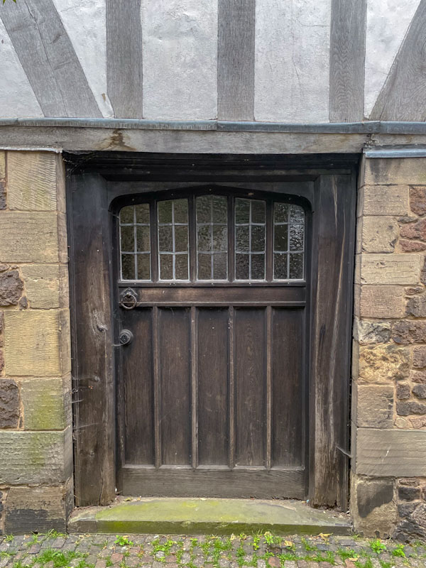 Wide old door, Leicester, Leicestershire, May 2024